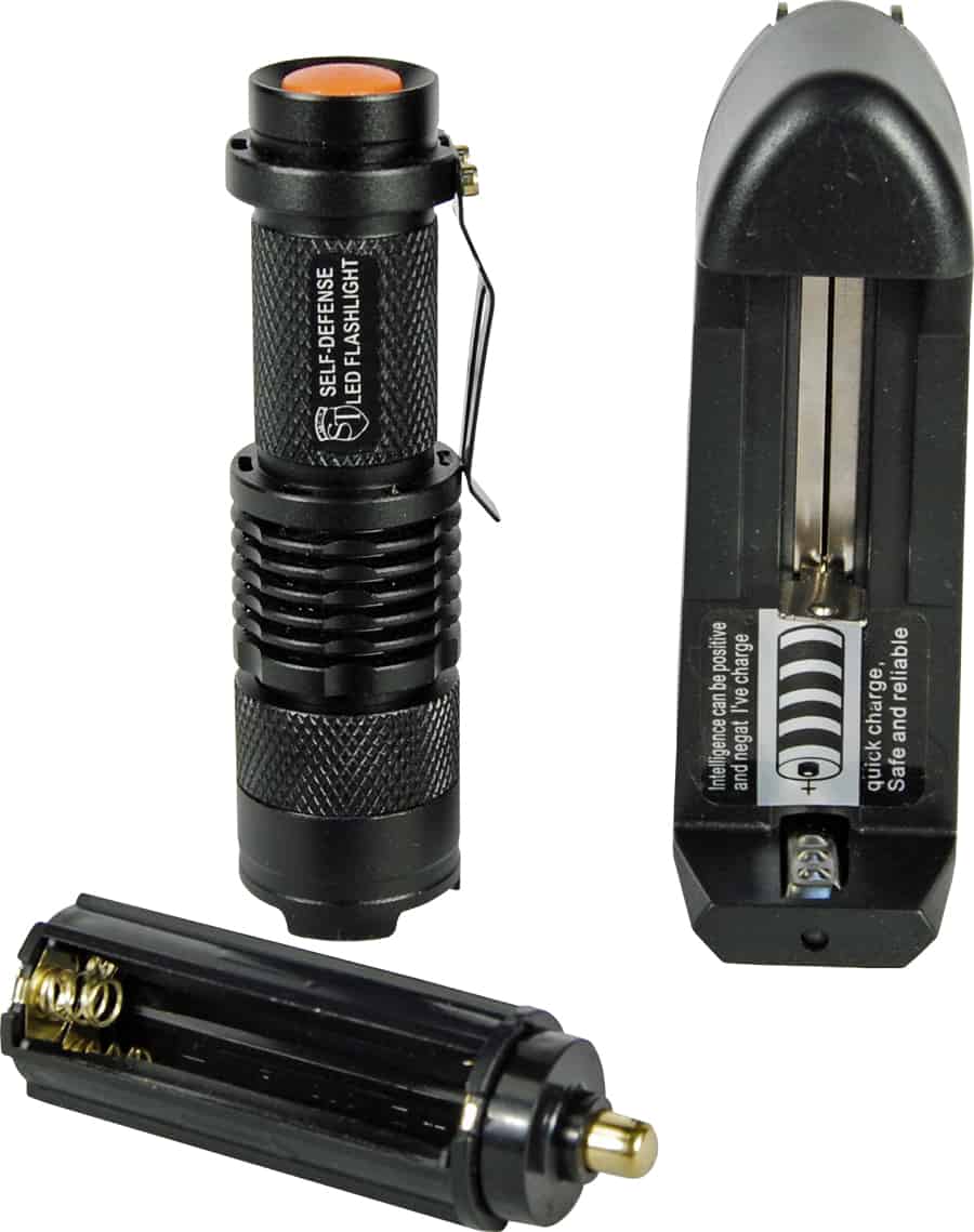 Rechargable Zoomable 500 Lunen LED Flashliht And Charger | For Security Sake Rechargable Zoomable 500 Lunen LED Flashliht And Charger