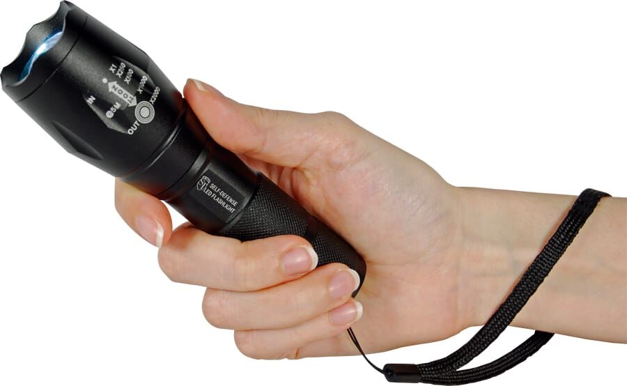 Rechargable Zoomable LED Flashliht In Hand | For Security Sake echargable Zoomable LED Flashliht In Hand