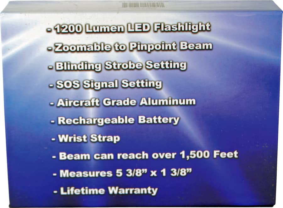 Rechargable Zoomable LED Flashliht Retail Box | For Security Sake Rechargable Zoomable LED Flashliht Retail Box