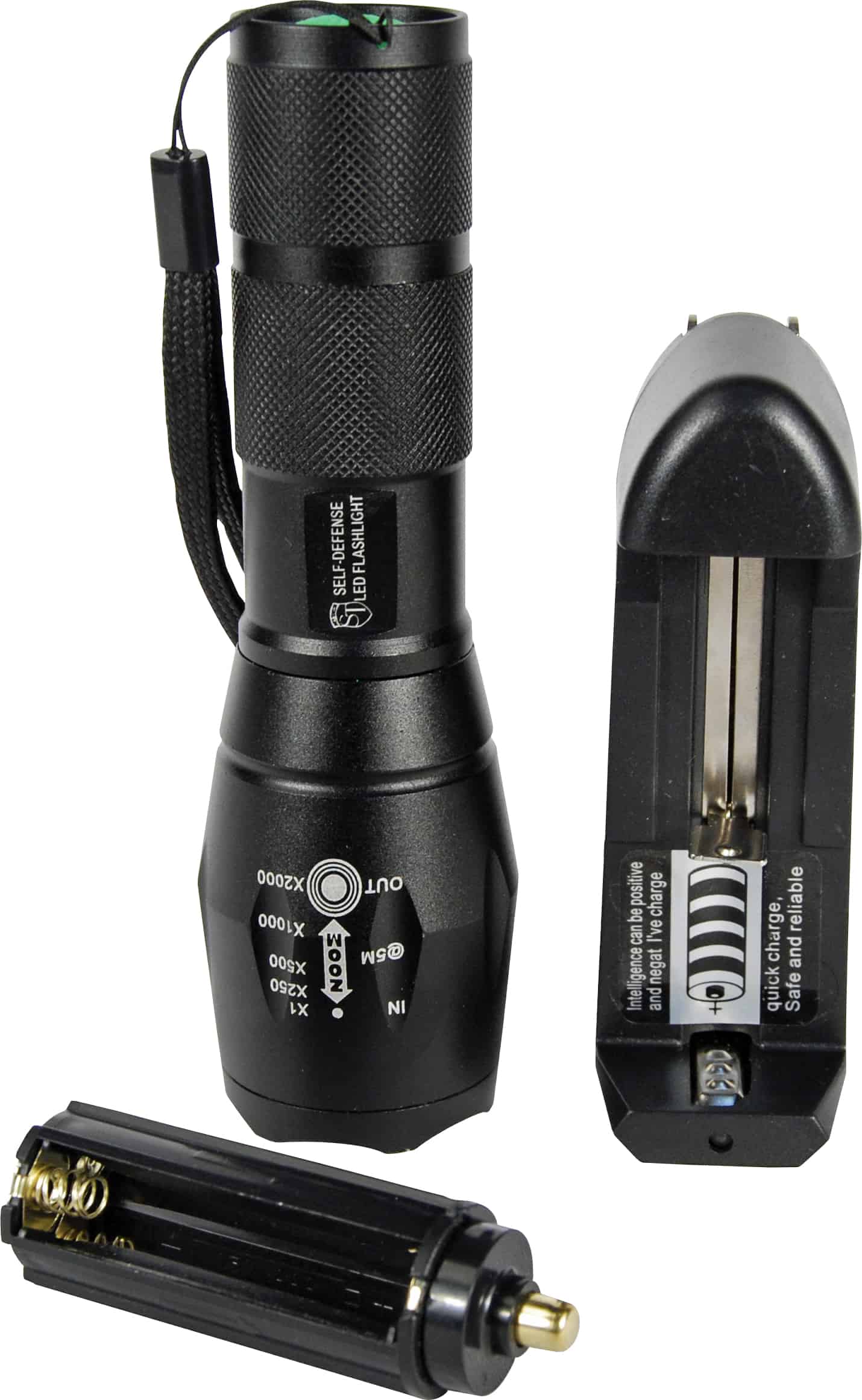 Rechargable Zoomable LED Flashliht and Charger | For Security Sake Rechargable Zoomable LED Flashliht and Charger